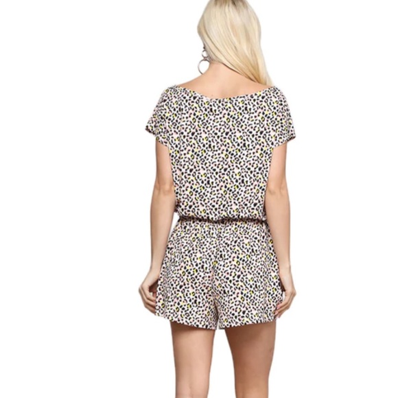 NWT Charming Charlie wide neck slouch romper in pink leopard print size M - Picture 4 of 7